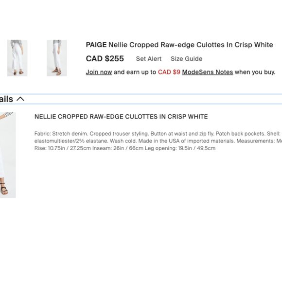 Brand New Paige Nellie Mid-Rise Cropped Culottes - Picture 10 of 10